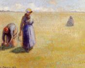 卡米耶 毕沙罗 : Three Women Cutting Grass